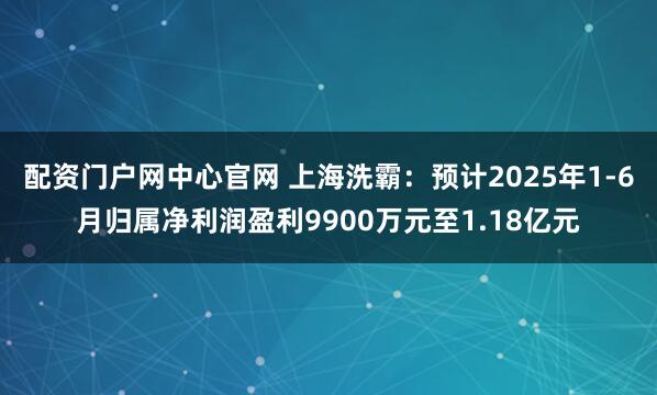 配资门户网中心官网 上海洗霸：预计2025年1-6月归属净利润盈利9900万元至1.18亿元