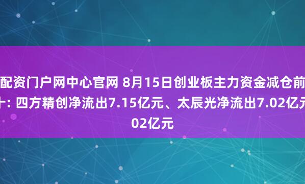 配资门户网中心官网 8月15日创业板主力资金减仓前十: 四方精创净流出7.15亿元、太辰光净流出7.02亿元